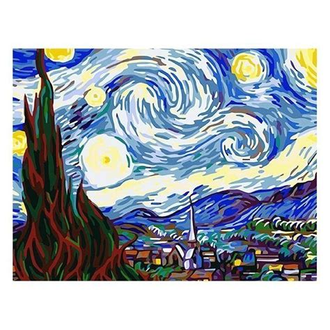 Cuadro Pintura Al óleo Noche Estrellada Van Gogh 50 X 65
