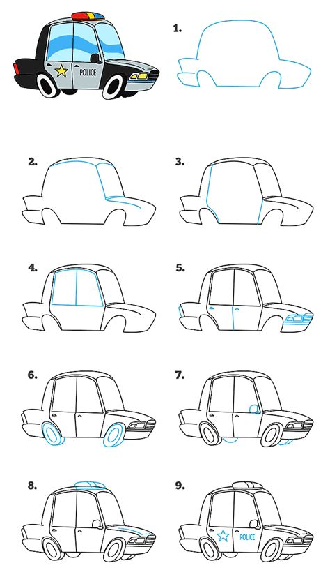 How To Draw Police Car Detailed Instructions Step By Step Drawing Photos