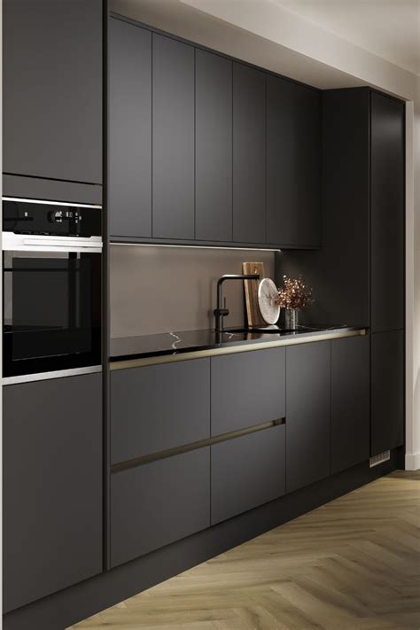 Hockley Super Matt Charcoal Handleless Kitchen Modern Black Kitchen