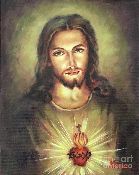 Sacred Heart Of Jesus Painting By Rebecca Mike