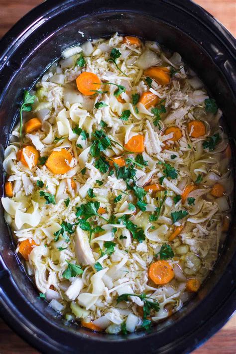 Garnish with additional black pepper and chopped fresh thyme, if desired. Slow Cooker Chicken Noodle Soup- this recipe is super easy ...
