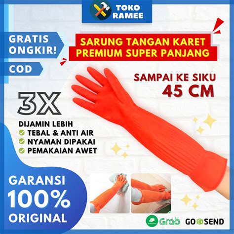 (45 CM) Sarung Tangan Karet Premium Latex Untuk Cuci Piring Baju Kebun