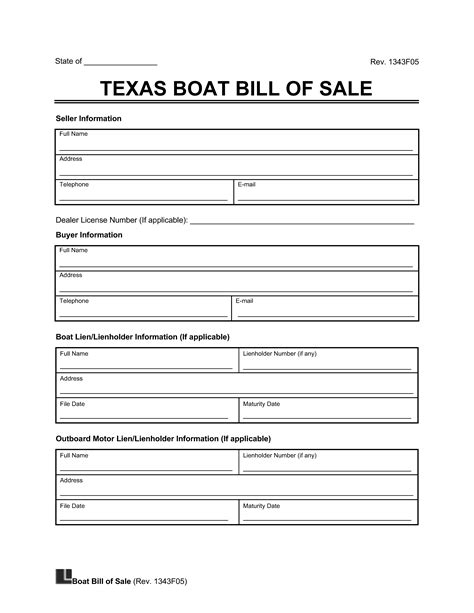 Free Texas Boat Bill Of Sale Template Pdf Word