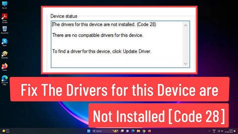 Fix The Drivers For This Device Are Not Installed Code 28 Ethernet