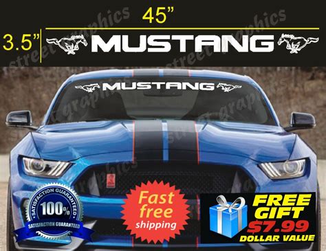 Ford Mustang Bold Text Gt Windshield Logo Text Banner Vinyl Decal
