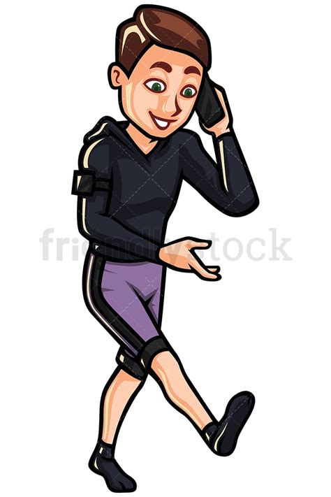 Man Talking On Mobile Phone While Walking Vector Cartoon Clipart Friendlystock