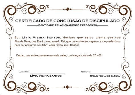 Certificado De Discipulado Livia Pdf
