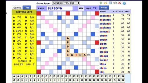 Scrabble Cheat At Wordplays Youtube