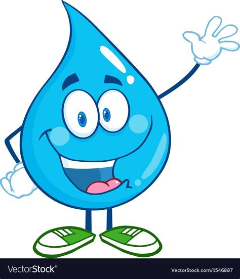 Water Droplet Cartoon Character Vector Image On Vectorstock Water
