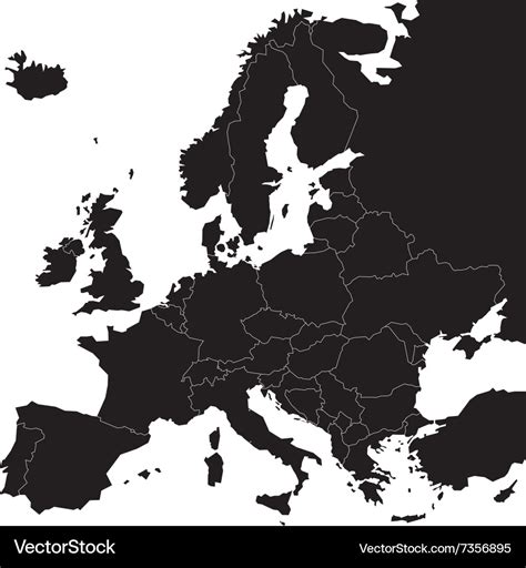 Black Blank Map Europe Royalty Free Vector Image