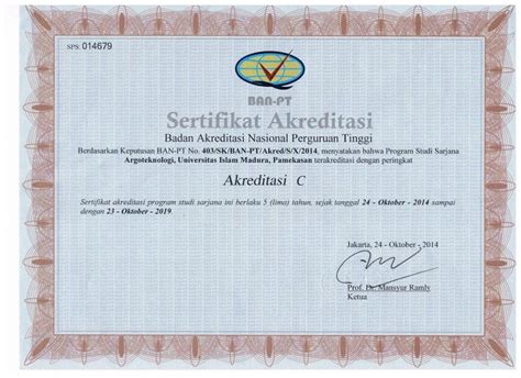 Bagi masyarakat yang telah divaksin, nantinya akan mendapatkan sertifikat yang dapat diunduh secara online. Sertifikat Akreditasi - Universitas Islam Madura