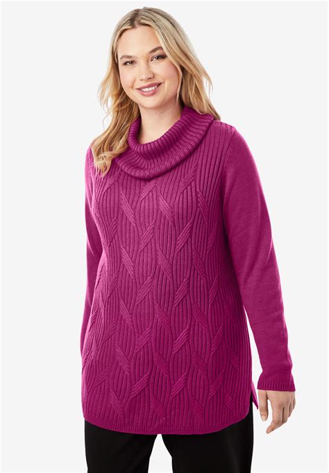 Ellos Womens Plus Size V Neck Cashmere Pullover Sweater