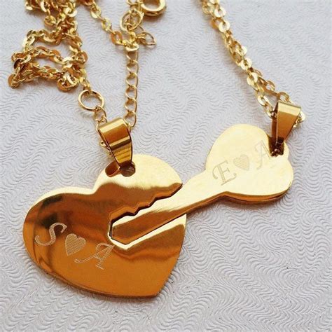 Couples Necklace Couple Necklace Personalized Jewelry Etsy Couplenecklaces Heart