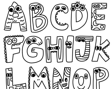 Funny Abc Alphabet Coloring Page For Kids Instant Pdf Jpeg Download