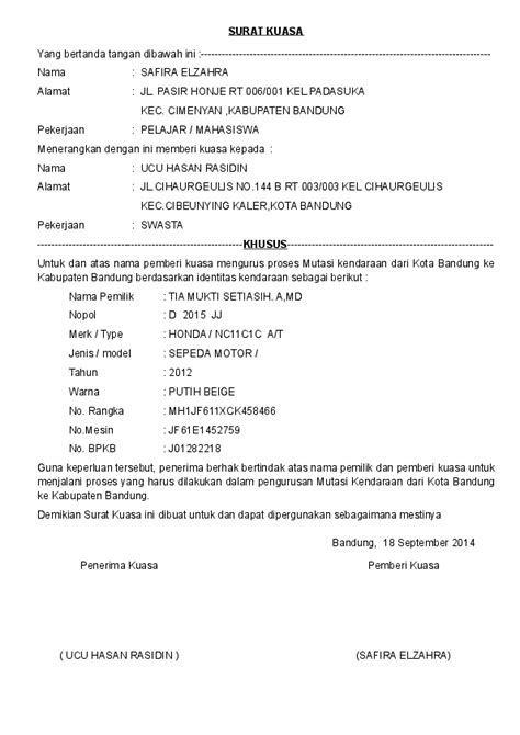 Contoh Surat Kuasa Balik Nama Motor – Berbagai Contoh