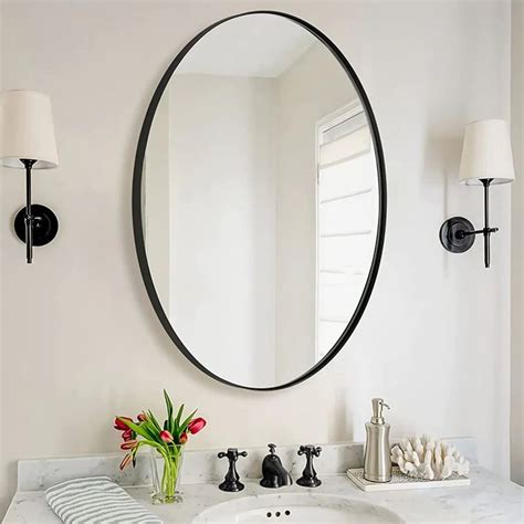 Andy Star® Matte Black Oval Mirror Stainless Steel Frame Bathroom Oval