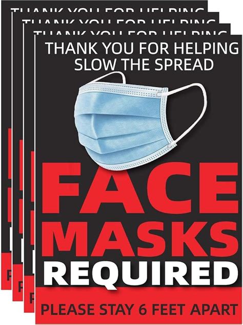 Face Mask Required Sign Please Stay 6 Feet Apart Sign 7x10 Premium