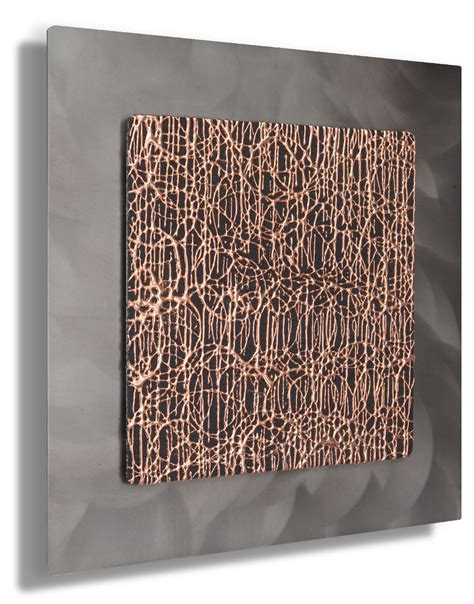 Metallic copper, hand applied paint was used to create an unexpected finish in this bedroom. Copper Rain, Black - Silver Wall Art, Contemporary Art UK