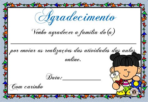 Certificado Para Famílias Aulas Online Dani Educar
