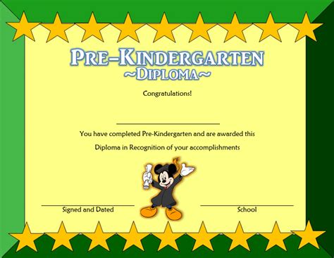 Pre Kindergarten Diploma Certificate 1 Paddle Templates