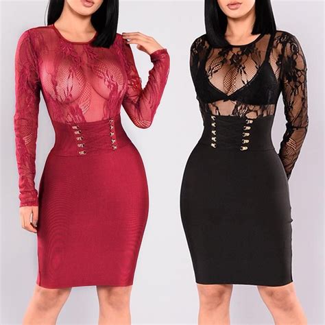See Through Mesh Lace Up Bodycon Dress Lace Up Bodycon Dress Bodycon