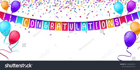 Congratulations Banner Template Balloons Confetti Isolated Throughout