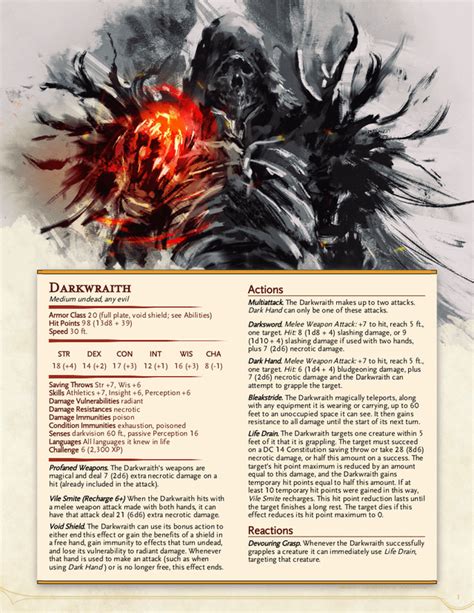 5e Monster Darkwraith Straight Outta New Londo Rdndhomebrew