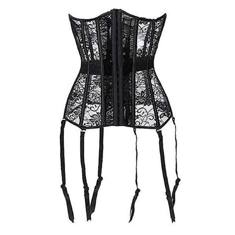 Buy Womens Sexy Black Lingerie See Through Lace Steel Boned Firm Corset Steampunk Lace Up