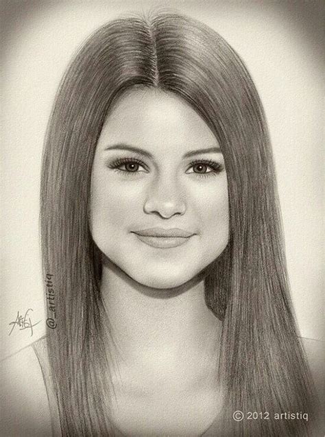 Selena Gomez And Drawing Image Celebrity Drawings Realistic Drawings