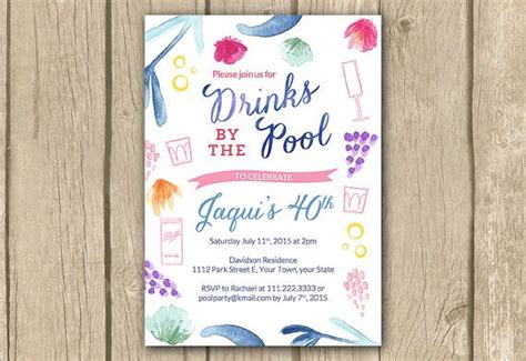 Adult Pool Party Invitations