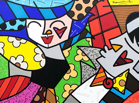 Romero Britto Romero Britto Large Original Acrylic Painting On Canvas