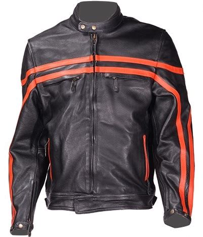 We did not find results for: Mens Racer Style Leather Jacket with Orange Stripes
