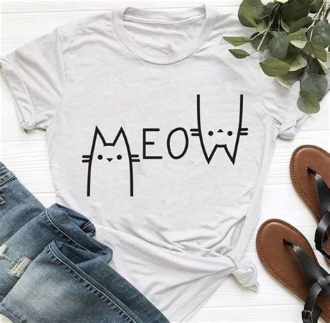 Meow Cat T Shirt Womens Thekittenpark In 2020 T Shirt Painting