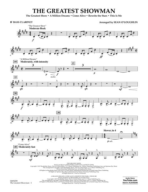 Get the best deals on clarinet beginner sheet music & song books. The Greatest Showman - Bb Bass Clarinet Sheet Music | Sean ...