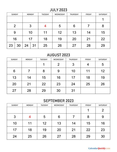 July To September 2023 Calendar Calendar Quickly