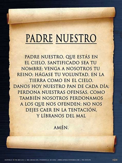 Spanish The Lords Prayer Poster Catholic To The Max Online