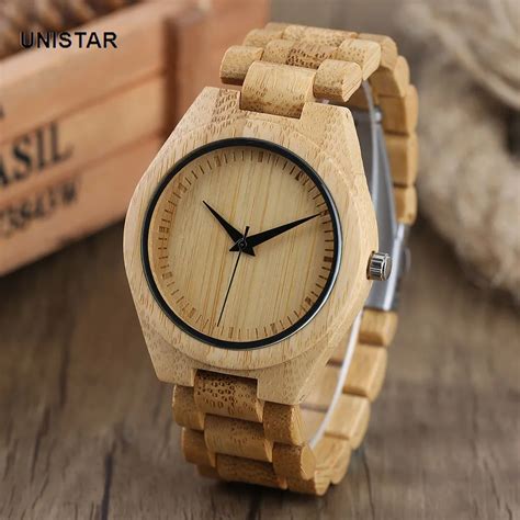 unistar top brand luxury bamboo wood wrist watches father s day t top men fashion casual