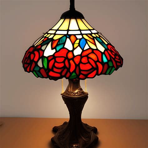 Ornate Red Roses Stained Glass Lamp · Creative Fabrica