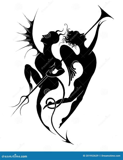 Angel And Devil Silhouette Stock Illustration Illustration Of Stylized