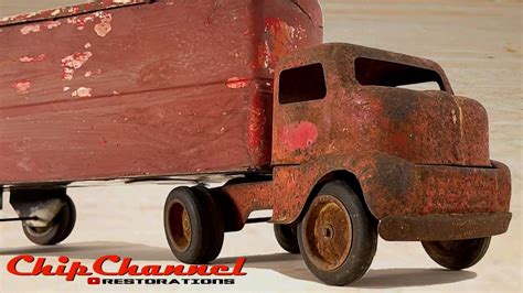 1948 Tonka Toy Transport Semi Truck And Trailer Restoration Coe Cab