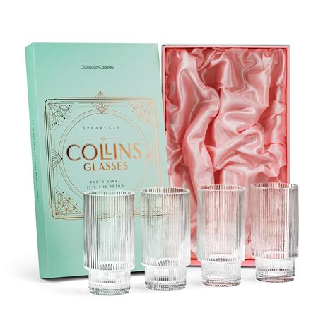 Buy Vintage Art Deco Collins Ribbed Cocktail Glasses Set Of 4 14 Oz