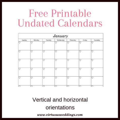 Free Printable Undated Calendars In Two Styles