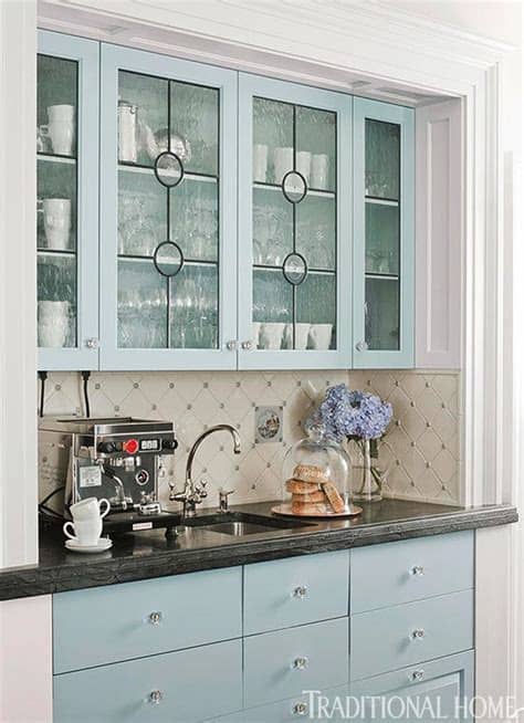 Industrial display cabinet with 5 glass doors metal storage cupboard on wheels. Distinctive Kitchen Cabinets with Glass-Front Doors ...