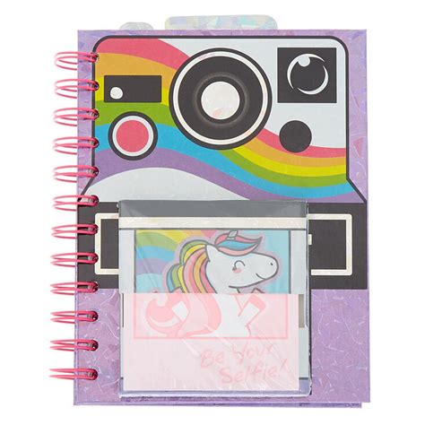 Rainbow Unicorn Retro Camera Notebook Claires Us