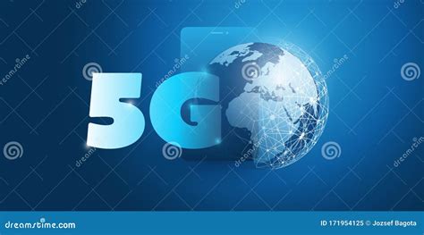 5g Network Label With Smart Phone And Earth Globe Futuristic High