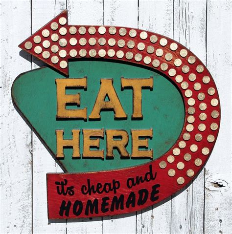 Eat Here Sign Eat Sign Homemade Food Vintage Look Vintage Sign Etsy