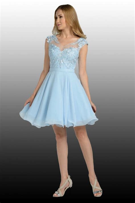 Sky Blue Lace Short Dress Shangri La