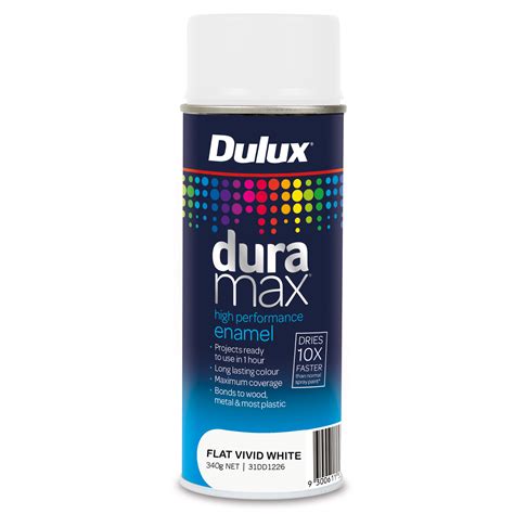 Dulux 340g Flat Vivid White Duramax High Performance Enamel Spray Paint