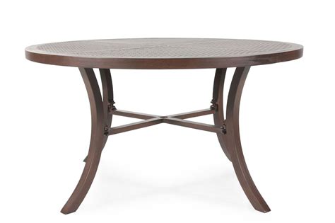 Round Aluminum Patio Dining Table In Dark Brown Mathis Brothers Furniture