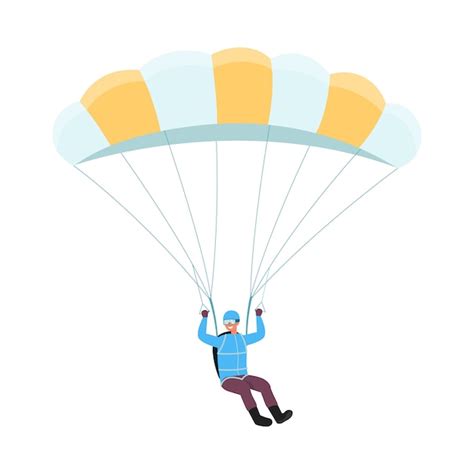 Parachutist Man Cartoon Character Jumping Flat Vector Illustration